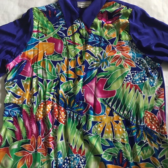 Diane Gilman Silk & Sequin Shirt. - Picture 3 of 5